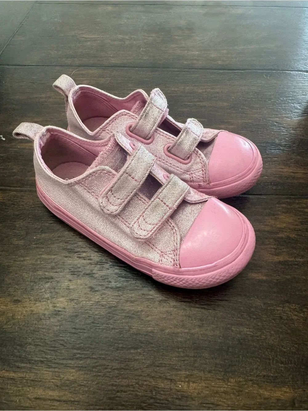 Girls Converse Glitter Pink Double-Strap